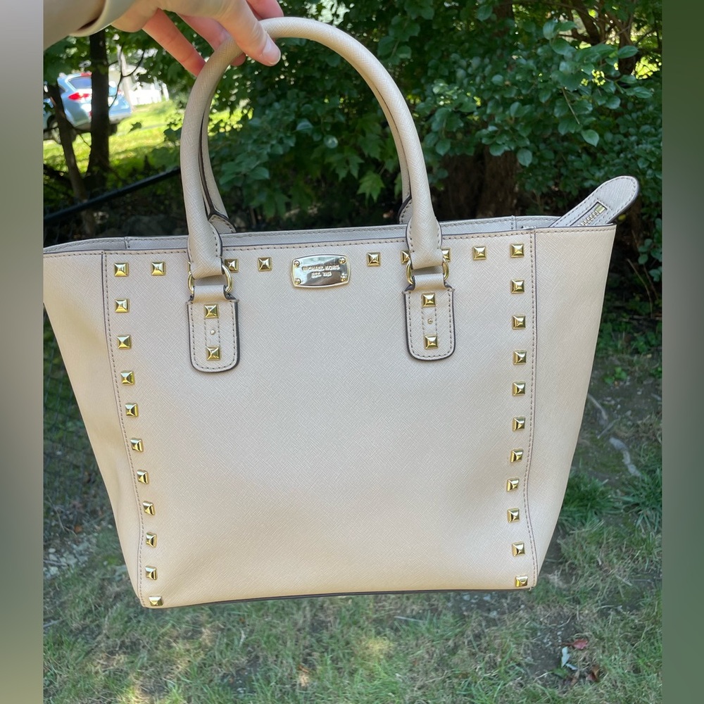 Sandrine Stud Michael Kors tan tote